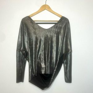 Urban Outfitters Silence + Noise Metallic Drape Open Back Long Sleeve Blouse S